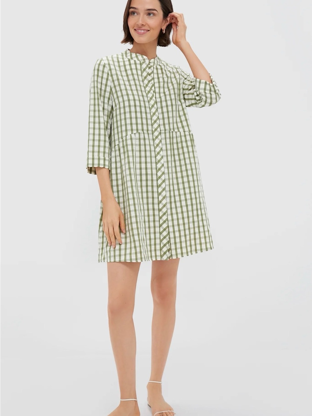 Tuckernuck Sage Seersucker Gingham Royal Shirt Dress